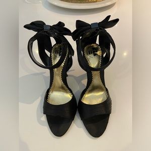 Y2K Black Satin Bow Prom heels sz 5